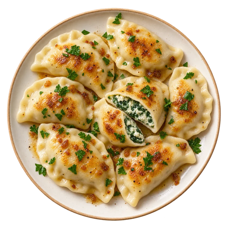 pierogi ze szpinakiem i ricottą z szałwią